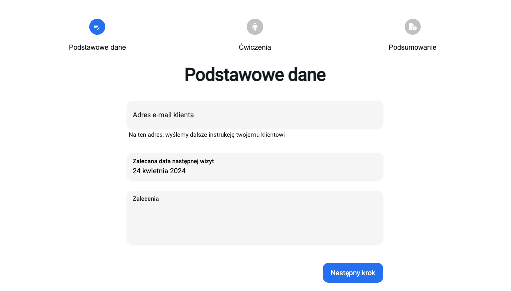 Krok 1 - Uzupełnij podstawowe dane